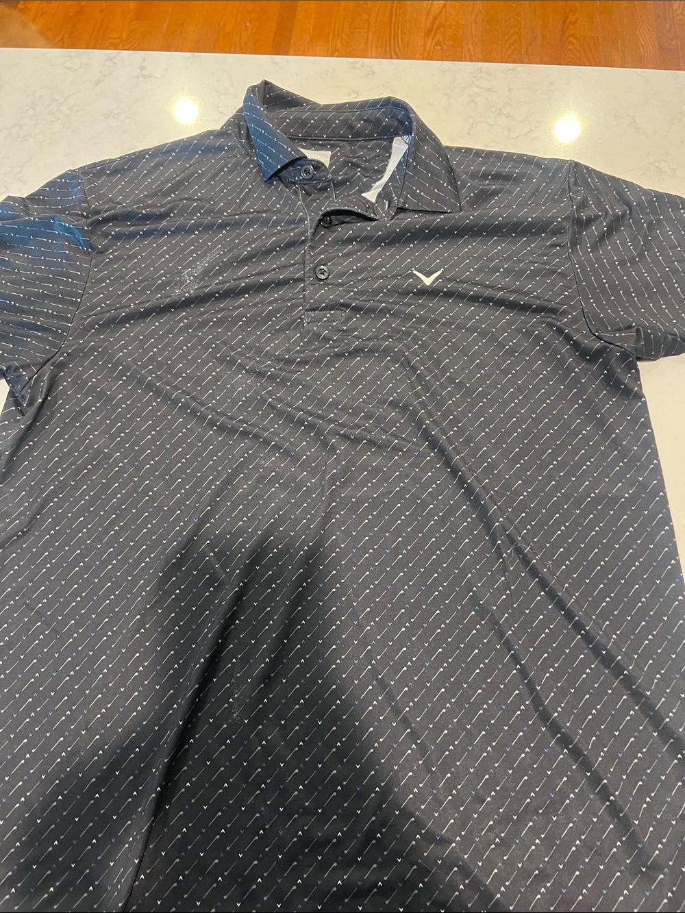 Callaway Navy Polo with Subtle Diagonal Micro-Print